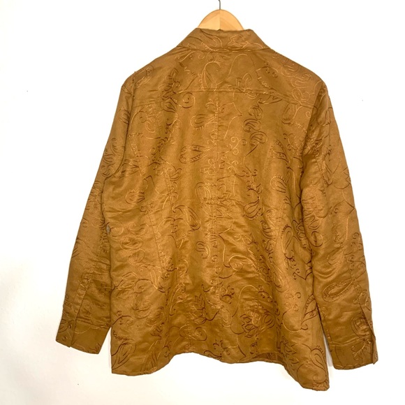 Chicos Faux Suede Shacket Button Up Embroidery Long Sleeve Paisley Jacket Sz 3 - Picture 2 of 3